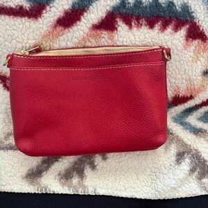 Portland Leather Red Clutch with Textured Finish